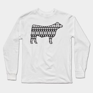 Show Steer with Southwest Pattern Long Sleeve T-Shirt